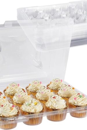 Cupcake Carriers for 12 Cupcakes,Premium Crystal-Clear Cupcake Boxes - 12 Sets of 10-Pack Standard Size, Easy Access, Eco-Friendly