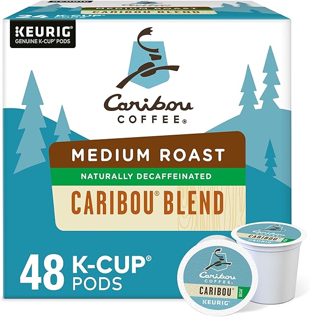Caribou Coffee, Caribou Blend Decaf, K-Cup Portion Pack for Keurig K-Cup Brewers 24 Count (Pack of 2)