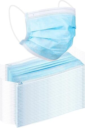 Be Smart Get Prepared 50 pcs FACE MASK, 3 Ply Protective Barrier, Single Use, Disposable Earloop – Home, Travel, Office, School, Work, Outdoors