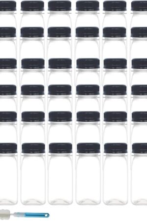 48pcs 4oz Small Plastic Juice Bottles with Caps, Mini Reusable Juicing Bottles with Tamper Evident Lids for Homemade Beverage