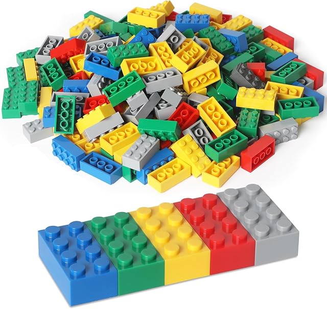 The Building Bricks 121 Pieces 2x4 Multi-Color Building Block, Compatible with Classic Building Block, Creative Building Block Toys for Kids(Grey,Green,Red,Yellow,Blue)