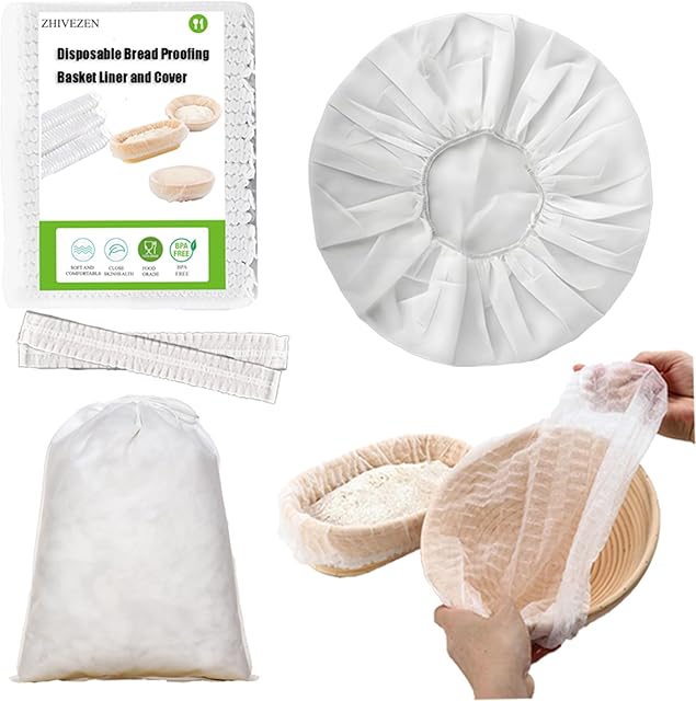 50 Pcs Disposable Banneton Liner,Non-Stick Bread Proofing Basket Liner & Elastic Bowl Covers for Sourdough,Rising,Fermentation,Reusable Bread Making Accessories (Baking Supplies)