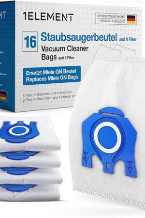 16 Vacuum Cleaner Bags GN – Compatible Replacement for Miele Vacuum Cleaner Bags – Fits Classic C1, Complete C2 & C3 Canister Vacuums – S8340, S8000, S5000, S2000, S600 Series