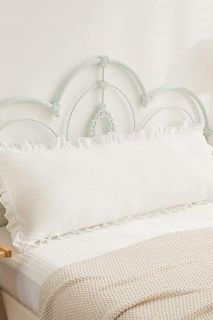 Boho White Body Pillowcase 20x54in - Ruffled Fringe Decor Sham