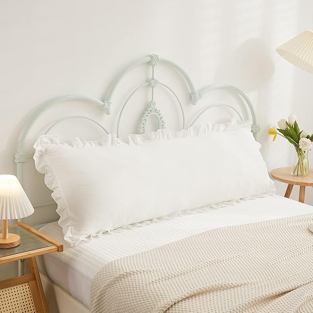 Boho White Body Pillowcase 20x54in - Ruffled Fringe Decor Sham