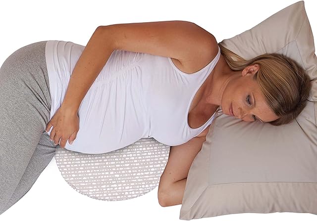 Boppy Wedge Pregnancy Pillow with Washable Organic Cotton Cover - Compact Wedge Maternity Pillow for Back, Knees, Pelvic Floor at Home & Travel - Biscotti Liquid Stripe