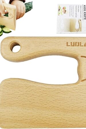 Wooden Kids Knife for Cooking and Safe Cutting Veggies Fruits, Cute Fish Shape Kids Kitchen Tools, Christmas Gifts for kids, 2-5 Years Old Applicable