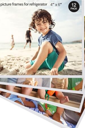 vivinin Magnetic Picture Frame, 12 Pack Magnetic Frame Reusable, Magnetic Photo Frames for Refrigerator 4x6? With White Border, Refrigerator Magnets For Pictures Suitable Home, School, Office