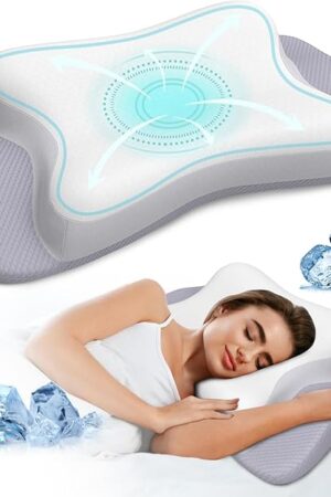 Cervical Pillow for Neck Pain Relief, Ergonomic Neck Pillow Side Sleeper Pillow for Adults, Cooling Contour Memory Foam Pillows for Sleeping, Orthopedic Bed Pillow for Side Back Stomach Sleepers