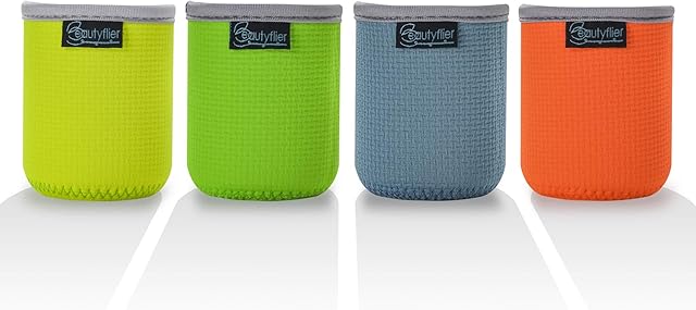 Beautyflier Pack of 4 Anti-Slip Embossed Neoprene Bottle Insulator Sleeve Thick Collapsible Drink Can Sleeve Cover For Camping Party (7.5oz)