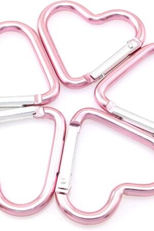 10pcs Heart-Shaped Aluminum Snap Hook Clip Key Holder, Keychain Clip (Light Pink)