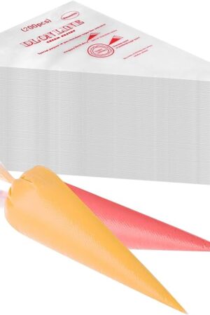 200 Pcs Disposable Cream Pastry Bag Cake Icing Piping Decorating Tool Cupcake Decorating Piping Icing Bag (Red)