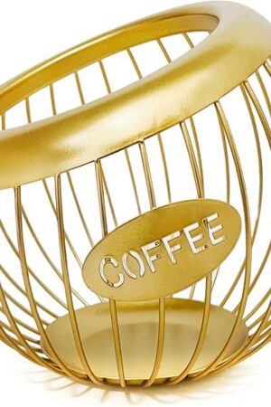 Coffee Pod Holder for Counter - Large Capacity Keurig K-Cup Organizer, Nespresso Vertuo Coffee Station Organizer, Metal Coffee Pods Storage, Coffee Bar Accessories and Decor (Gold)
