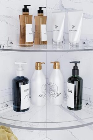 Clear Acrylic Corner Shower Shelves Adhesive 2-Pack