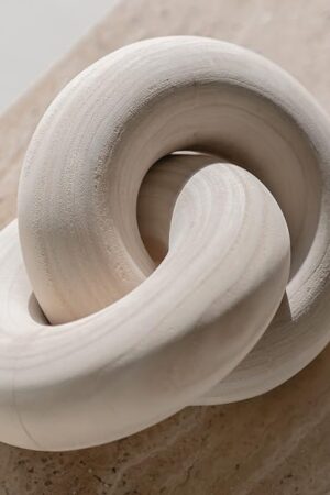 Wood Knot Decor Natural - Coffee Table Sculpture, Wood Chain Link Decor, Decorative Chain, Wooden Knot, Console Table Decoration Items, Shelf Decorations, Bookshelf Decorative Objects, Beige