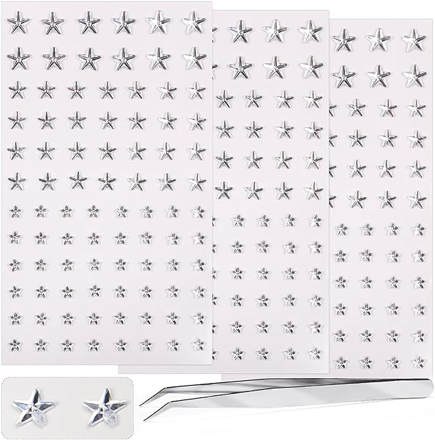 The 264pcs Star Gem Stickers Rhinestones for Crafts - Self Adhesive Jewels Sticker, Acrylic Gems DIY Craft Decorative Diamond Sticker, Small Stickers for Kids (264pcs-5/7/10mm-silver)
