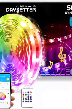 DAYBETTER RGB Led Light Strips Kit Compatible with Alexa and Google Assistant, Smart WiFi Led Strip Lights for Bedroom, Room, Decor, Kitchen, Home Party Decoration (50FT)