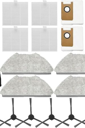19 Pcs Accessories for AIRROBO T20+ Robot Vacuum Cleaner, 1 Main Brush, 3 Dust Bags, 4 HEPA Filters, 4 Mop Pads, 6 Side Brushes, T20+ Replacement Kit