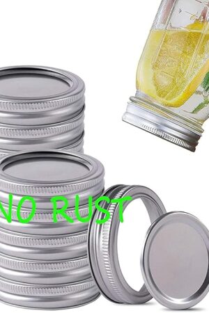 Wide Mouth Canning Lids and Rings for Ball or Kerr,Mason Jar Large Lids and Bands Set of 12