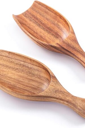 Wood Coffee Scoop-2 Pieces Large Measuring Spoons for Ground Coffee,Tea,Sugar,Seasoning-Multipurpose Wooden Scoop for Jars,Canisters,Bath Salts,Laundry Detergent(Acacia Wood)