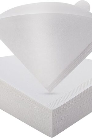 Coffee Filters, White Size#2,100 Counts 1-4Cups V02 Disposable Coffee Filter Paper Cone, Compatible with V60 For Pour Over Droppers and Drip Coffee Maker. (white)