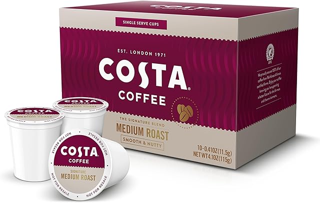 Costa Coffee Medium Roast Single Serve Pods - Signature Blend - 10 ct Box
