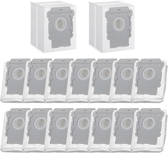 16 Pack Vacuum Bags Compatible with iRobot Roomba i3+, i4+, i5+, i6+, i7+, i8+, j5+, j6+, j7+, j8+, j9+, s9+, Replacement Dirt Disposal Bags for Roomba Clean Base Models, Leak-Proof Design