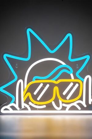 Anime Neon Sign Rick Cartoon Neon Signs for Wall Decor Dimmable LED Light up for Bedroom Man Cave Boys Room Bar Party Christmas Birthday Gifts