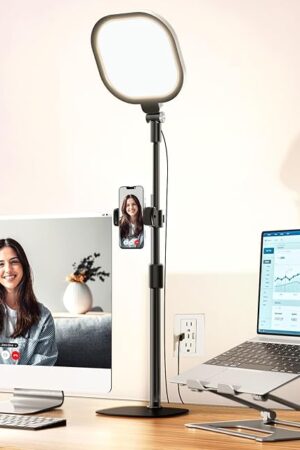 Video Conference Lighting for Zoom Meeting, Desk Lamps for Home Office, 30 Light Modes Desk Light, Ring Light for Desk with Flexible Stand & Memory Function for Zoom Lighting, Video Streaming, Drawing