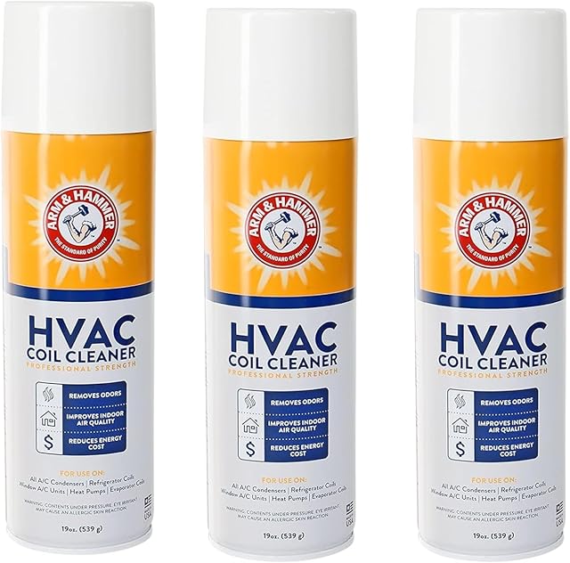 Arm & Hammer Biodegradable HVAC and Air Conditioner Coil Cleaner Foam Aerosol Spray, No Rinse, 19 fl. oz, AHCC-19 3 Pack