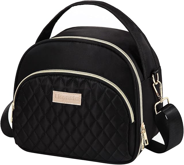 Black Cute Insulated Lunch Tote Bag for Women Work,Reusable Adult Lunch Box for Women, Stylish Wide Open Cooler Bag for Work(Black)