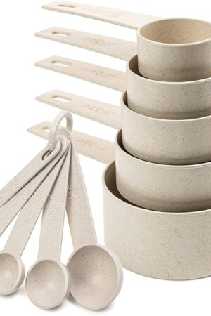 Beille Cream Wheat Straw Measuring Cups Spoons Set Cooking Baking Tools 10pc