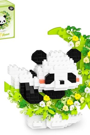 The QISHOUTING Mini Panda Building Blocks with Flowers,Flowers Mini Building Set,Animal Micro Building Kits,Home Office Décor Gift for Adults and Teens
