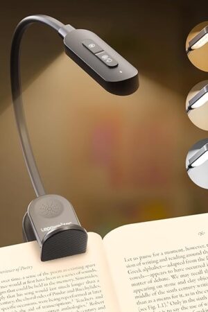 24 LED Rechargeable Book Light for Reading in Bed with Memory Function Eye Caring 3 Color Temperatures, 5 Brightness, 80 Hrs Runtime Lightweight Clip On Book Reading Light for Studying