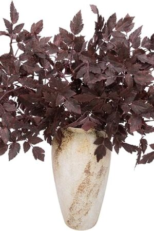 6 Pcs 21" Cimicifuga Plant Leaves Spray Fall Floral Stems Faux Plum cimicifuga Foliage Branch for Home Vase Autumn Decor Flowers Arrangement Table Wedding Garden Farmhouse