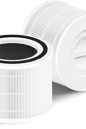 Core 300 Replacement Filter Fit for Levoit Air Purifier, Compared to Core 300-RF, 3-IN-1 H13 True HEPA Filter Activated Carbon Filter, 2 Pack, White by NISHCON