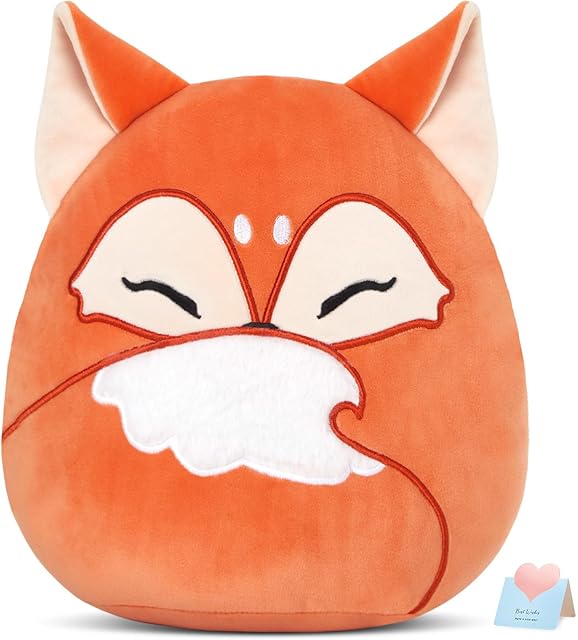 The Glow Guards 12-Inch Red Fox Plush Pillow Cute Fox Stuffed Animal Soft Plush Toy Stuffed Animals Birthday Gift for Boys Girls Kids