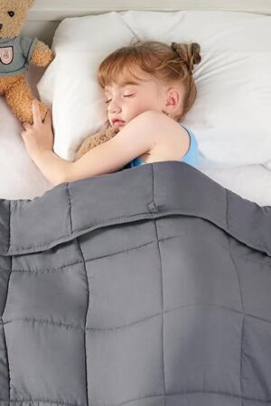 yescool Weighted Blanket 5 Pounds Cooling Weighted Lap Blanket, Grey Heavy Blankets, Small Weighted Throw Blanket Washable for Travel 40-60lbs, 36"x48"