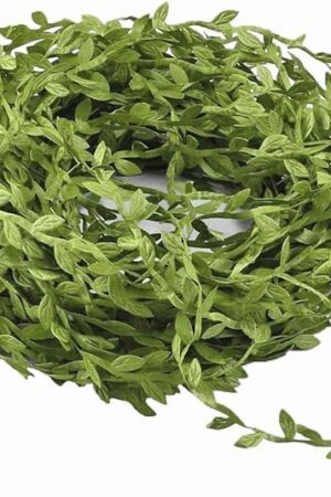 65 Ft Artificial Vines,Artificial Eucalyptus Leaf Garland Fake Hanging Plants Leaves Wreath Foliage Green Leaves Ribbon Decorative Wreath Accessory Wedding Wall Crafts Party Décor （Green-65 Ft）
