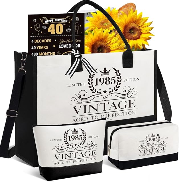 30th 40th 50th 60th Birthday Gifts for Women, Birthday Gifts for Her Mom Wife Sister Grandma, Vintage Tote Bag & Poster