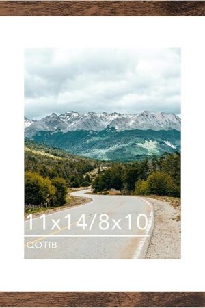 11x14 Picture Frame with 8x10 Mat Deep Brown, Display 8x10 with Mat or 11x14 Without Mat, Wood 11 by 14 Photo Frame, 11 x 14 Frame for Wall Hanging Display, Deep Brown