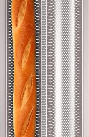 Baguette Pan French Bread Pans For Baking Pans, Nonstick 2 Slots Perforated Italian Loaf Pan Mold Long French Bread Pan Golden