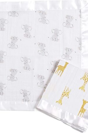 aden + anais Issie Security Blanket, 100% Cotton Muslin, 2 Pack, Safari Babes