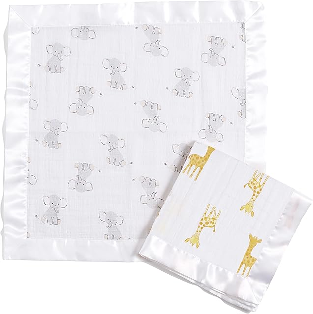 aden + anais Issie Security Blanket, 100% Cotton Muslin, 2 Pack, Safari Babes