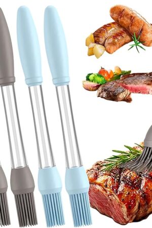 4 Pack Basting Brush for Cooking, Silicone Heat Resistant Pastry Brushes, Spread Oil Sauce Butter, Food Brush for Cooking, BBQ, Barbecue, Baking, Grilling Tool Kitchen Gadget Home Outdoor Use