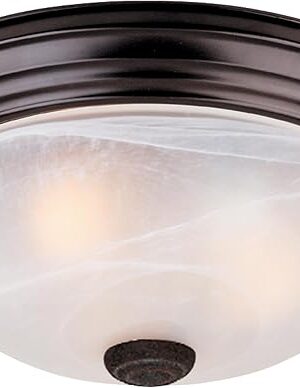 Designers Fountain 13 inch, Modern 2-Light Flush Mount Ceiling Light Fixture, Alabaster Glass Shade, for Bedroom, Hallway, Indoor Room Lighting, Durable Steel, Easy Install, Bronze, 1257M-ORB-AL