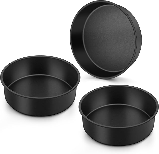 6 Inch Small Cake Pans Sets of 3 for Baking, Round Smash Cake Baking Pans for Birthday Wedding, Stainless Steel Core with Nonstick Coating
