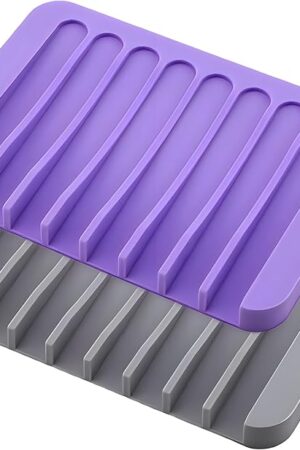 2pcs Self Draining Soap Holder Rack, Advanced Silicone Soap Dish Tray, Waterfall Drain, Suitable for Bathrooms, Kitchens, and Bathtubs, Extending Soap Life, Keeping Bars Dry and Easy to Clean (2)