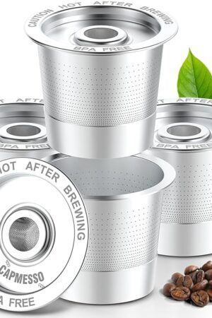 4 Pack Reusable K Cups Coffee Pods for Keurig 1.0: Stainless Steel Refillable K Cup - Reusable Coffee Filter for Keurig 1.0 Coffee Maker, Permanent, Eco-Friendly, Innovative Design
