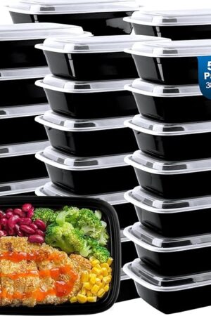 50 Pack Meal Prep Containers 38 oz, Leakproof To Go Food Containers, Disposable & Reusable Food Prep Containers for Takeout, Food Storage Containers BPA-Free, Microwave/Dishwasher/Freezer Safe